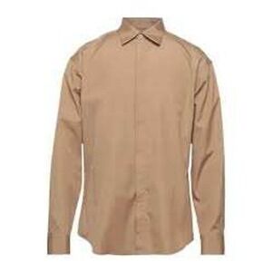 NWT DSquared2 Mens Long Sleeve Button Down Shirt Beige Concealed Butttons‎ Sz 52